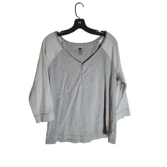 Karen Neuburger Sleepwear Cotton Blend Top Gray XL - Picture 1 of 4